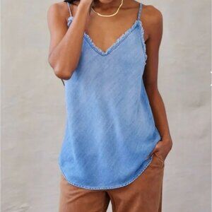 Cloth & Stone Frayed V-Neck Sleeveless Camisole Tank Women's Size Medium Excelle